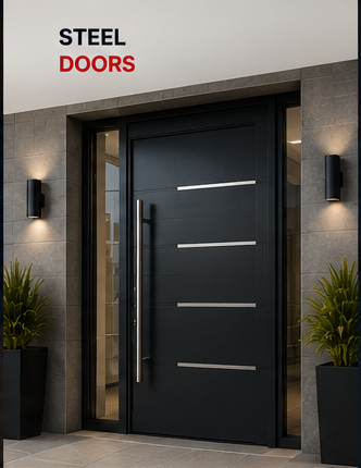 Modern charcoal steel entrance door